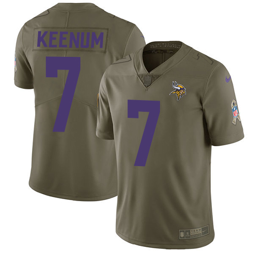 Nike Vikings #7 Case Keenum Olive Men's Stitched NFL Limited Salute to Service Jersey